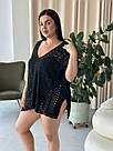 Жіноча коротка вʼязана туніка чорна великого розміру, фото 4