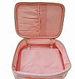 Косметичка органайзер подвійна дорожній / несесер рожевий на золотистій блискавці 8787, фото 8