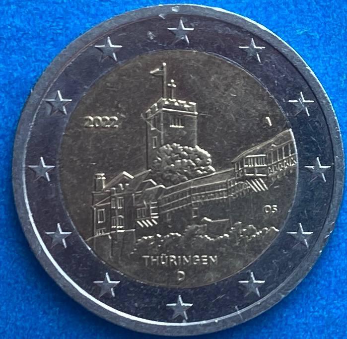 Монета Німеччини 2 євро 2022 р. Тюрінген, фото 1