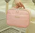 Косметичка органайзер подвійна дорожній / несесер рожевий на золотистій блискавці 8787, фото 2