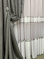 Тюль Мілена бамбук із сірою смугою
