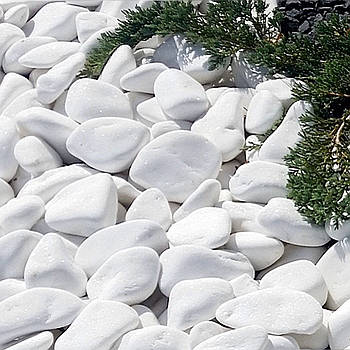 Камінь декоративний (25 кг) галька мармурова біла