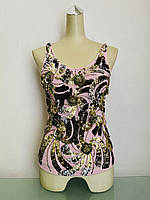 Топ майка жіночий рожевий вишитий паєтками