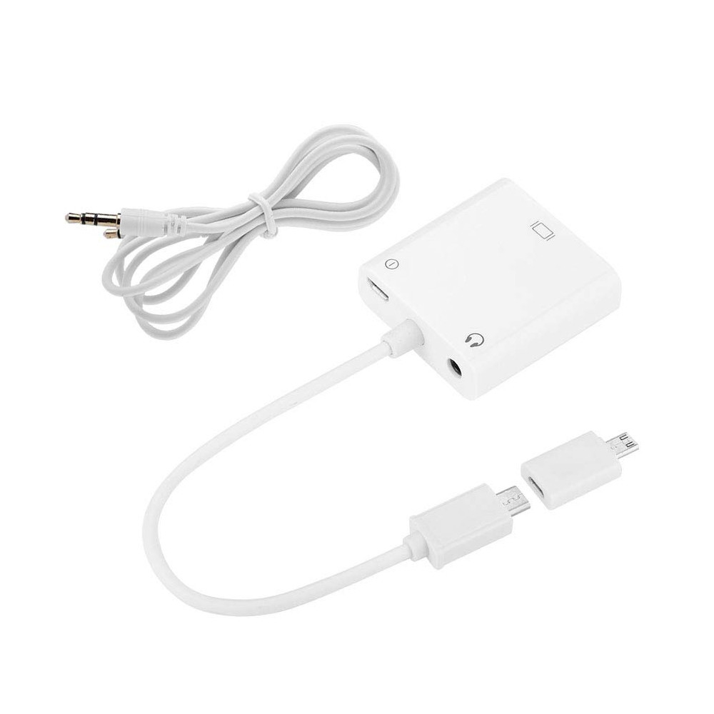 Конвертер MHL microUSB (тато) => VGA (мама) + Audio Jack3.5, 0.1 м, White, BOX
