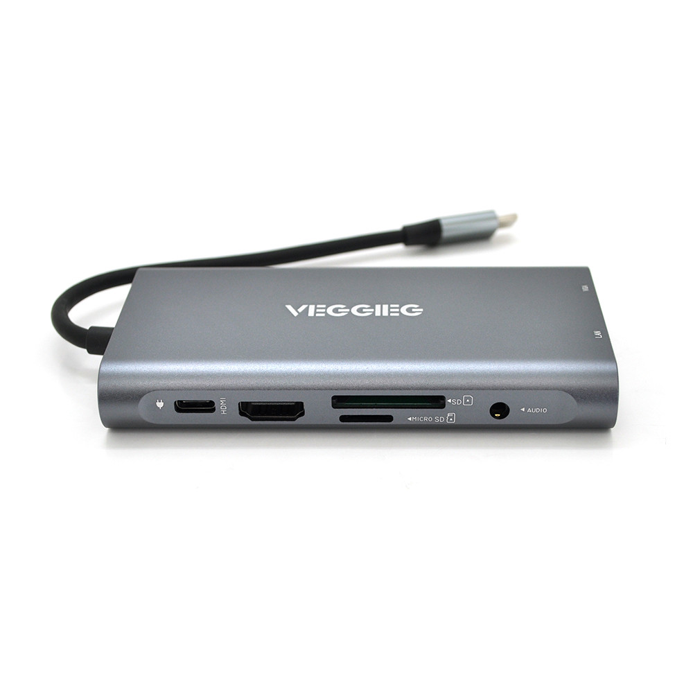 Хаб-конвертор VEGGIEG TC10-U Type-C (папа) на Type-C(мама) + USB3.0*3(мама) + HDMI(мама) + VGA(мама) + SD/TF +