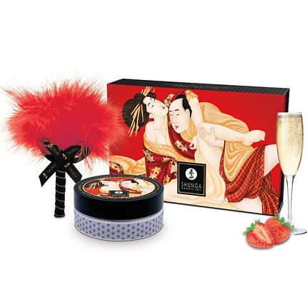 Смачна пудра для оральних ласк Shunga Body Powder — Sparkling Strawberry Wine (75 грамів), фото 1