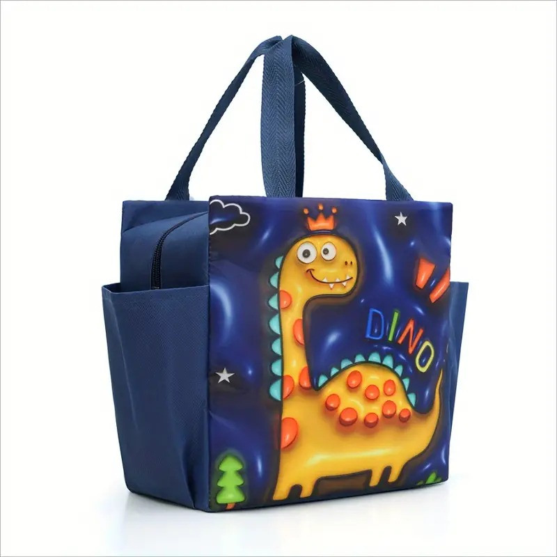 Термосумка ланч бег із бічними кишенями на замку 5л 3D Dino, синя, фото 1