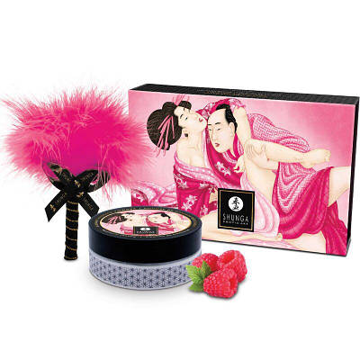 Смачна пудра для оральних ласк Shunga Body Powder — Raspberry feeling (75 грамів) KW