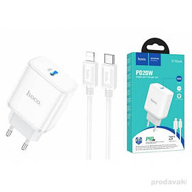 СЗУ блок Hoco C104A + кабель Type-C - iPhone PD20W білий