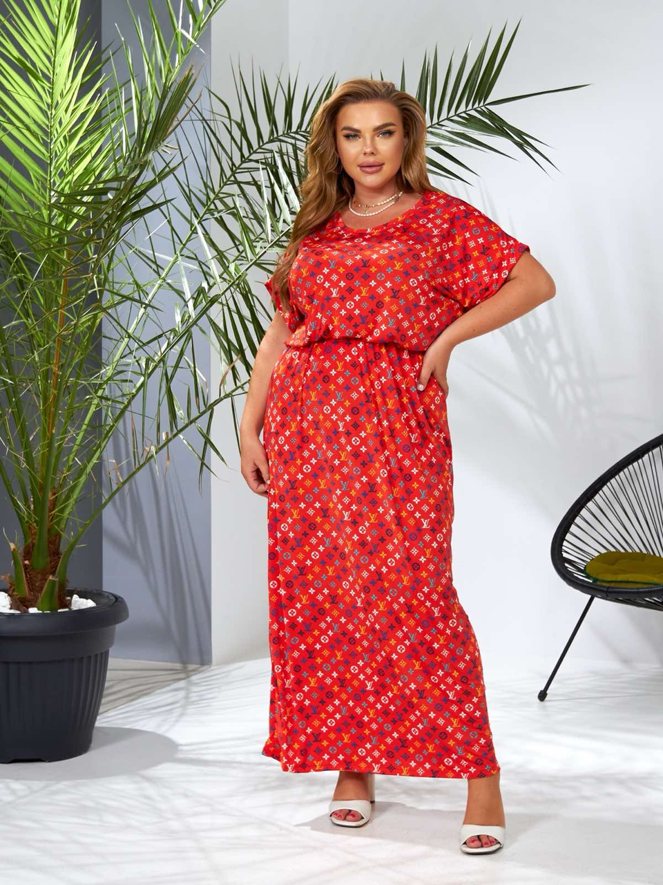 Жіноча сукня масло БАТАЛ (р-ри: 50-52;54-56;58-60) BN300-5 (в уп. один колір) вир-во Україна., фото 1