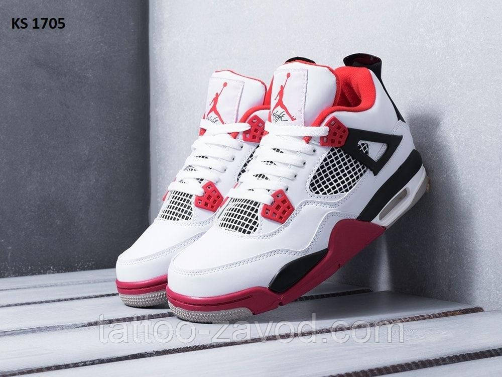 Кросівки чоловічі білі з червоним 43 44 45 46 Nike Air Jordan 4 Retro, фото 1