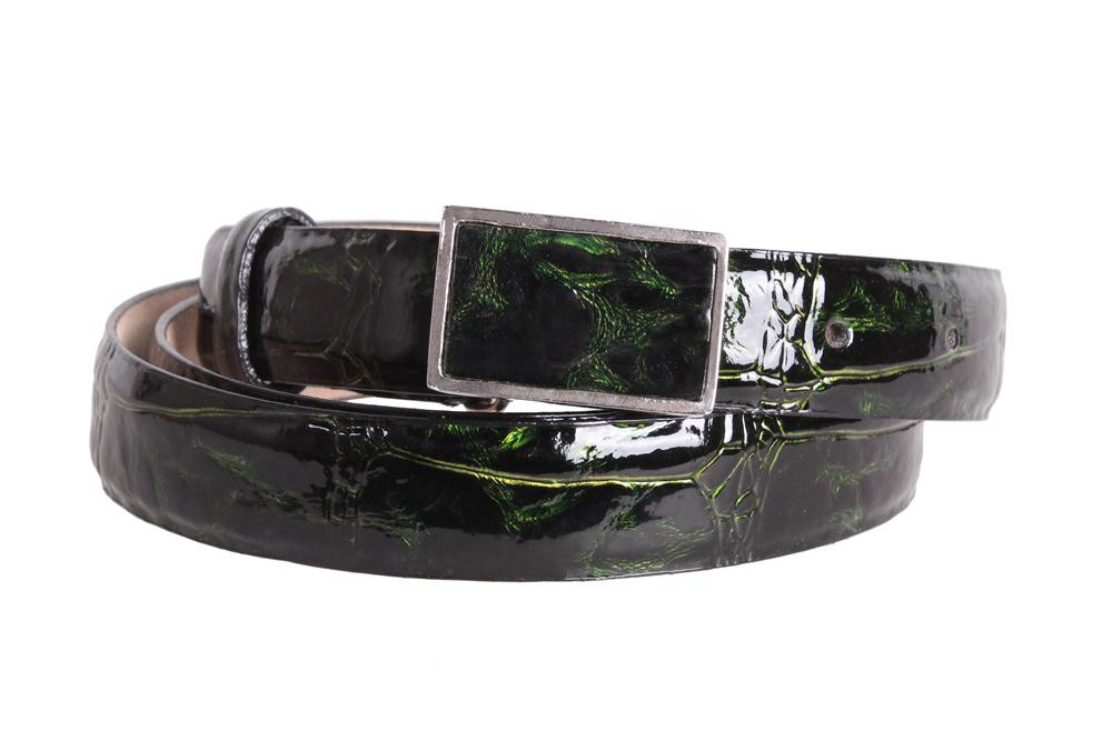 Жіночий вузький ремінь з натуральної шкіри 49211 чорний, фото 1