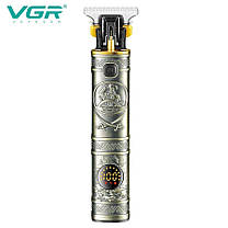 Професійний триммер для бороди та волосся VGR V-097 PLATINUM металевий корпус 4 насадки LED дисплей, фото 5