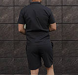 Костюм лляна футболка та шорти комплект чоловічий стильний легкий повсякденний, чорний практичний люкс якість, фото 3