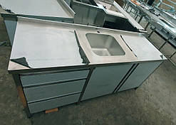 Тумба з мийкою та ящиками з неіржавкої сталі для літньої кухні та зони барбекю на терасу