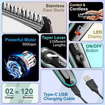 Тример VGR V-075 з регулятором висоти, 4 насадки, LED display, фото 4