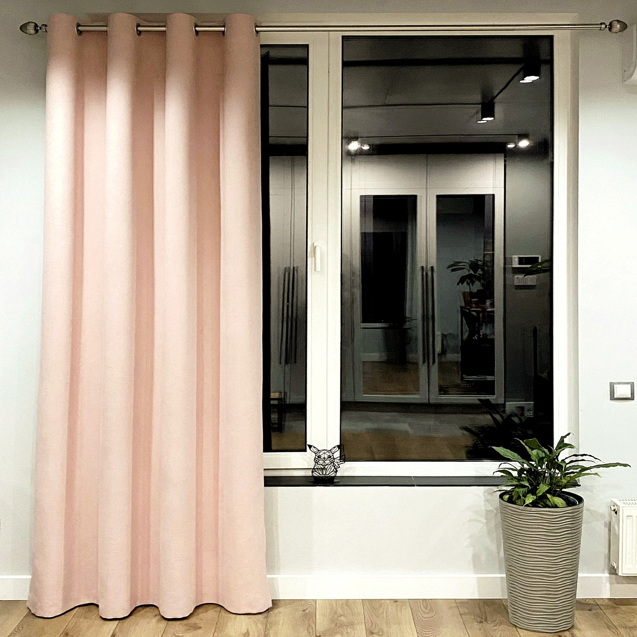 Штора на сірих люверсах 1 шт 140х250 см мікровелюр Рожево-пудровий, фото 1