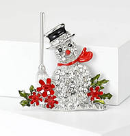 Брошка "Сніговик" срібляста