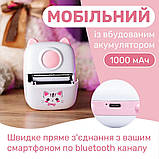 Мини принтер для телефона детский с бумагой карманный минипринтер портативный беспроводной с термопечатью Розовый, фото 6