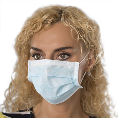 Маска медична тришарова стерильна з гнучким носовим фіксатором 1 шт  Блакитна, фото 1