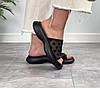 Шльопки шкіряні на платформі сітка жіночі чорні, фото 2
