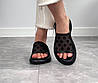 Шльопки шкіряні на платформі сітка жіночі чорні, фото 7