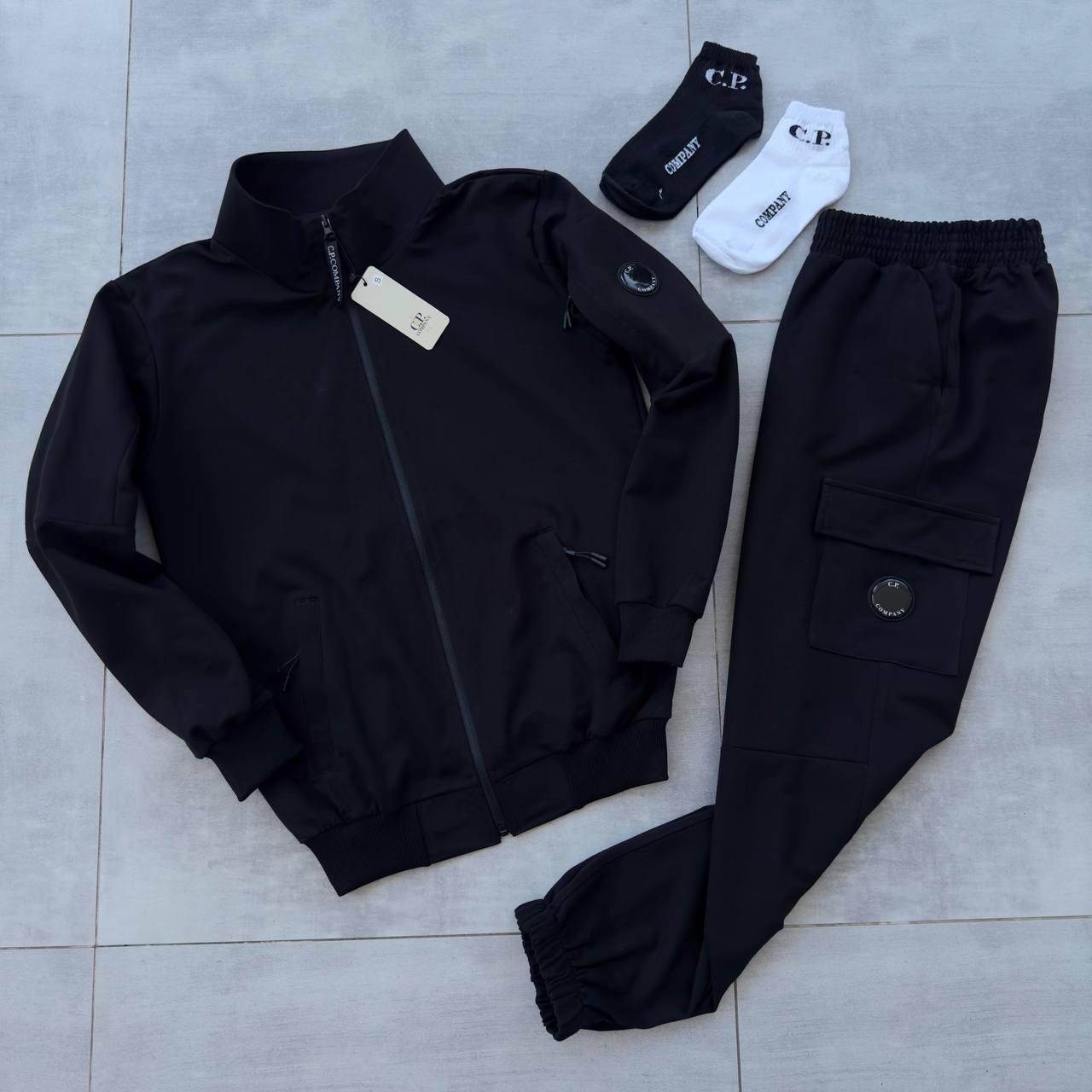 Чоловічий спортивний костюм C.P Company Кофта + Штани + Шкарпетки у подарунок чорний С.П. Компані весняний