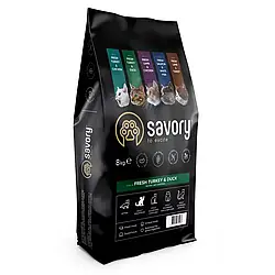 Сухий корм для дорослих вередливих котів Savory 2 кг (індичка та качка)