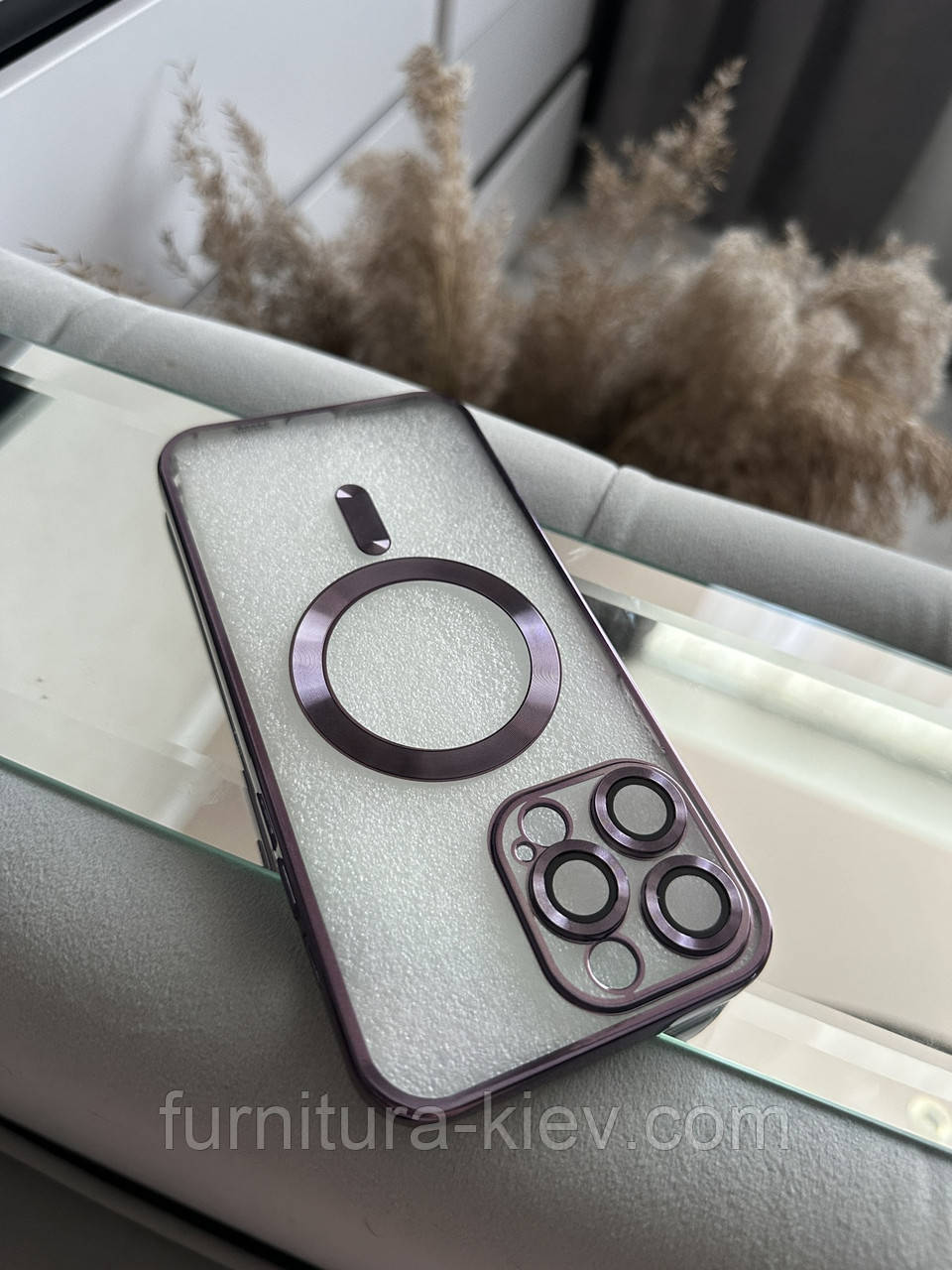 Чохол фіолетовий MagSafe на 14 pro max з кільцем