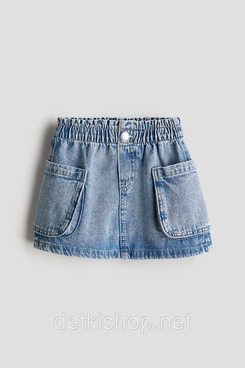 Джинсова дитяча коротка спідниця карго для дівчинки р.104