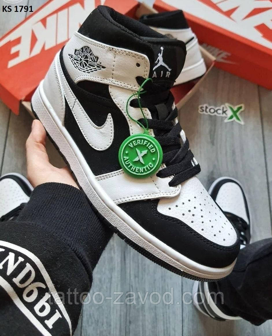 Кросівки чоловічі шкіряні чорно-білі 42 43 44 45 Nike Air Jordan 1 Retro High OG