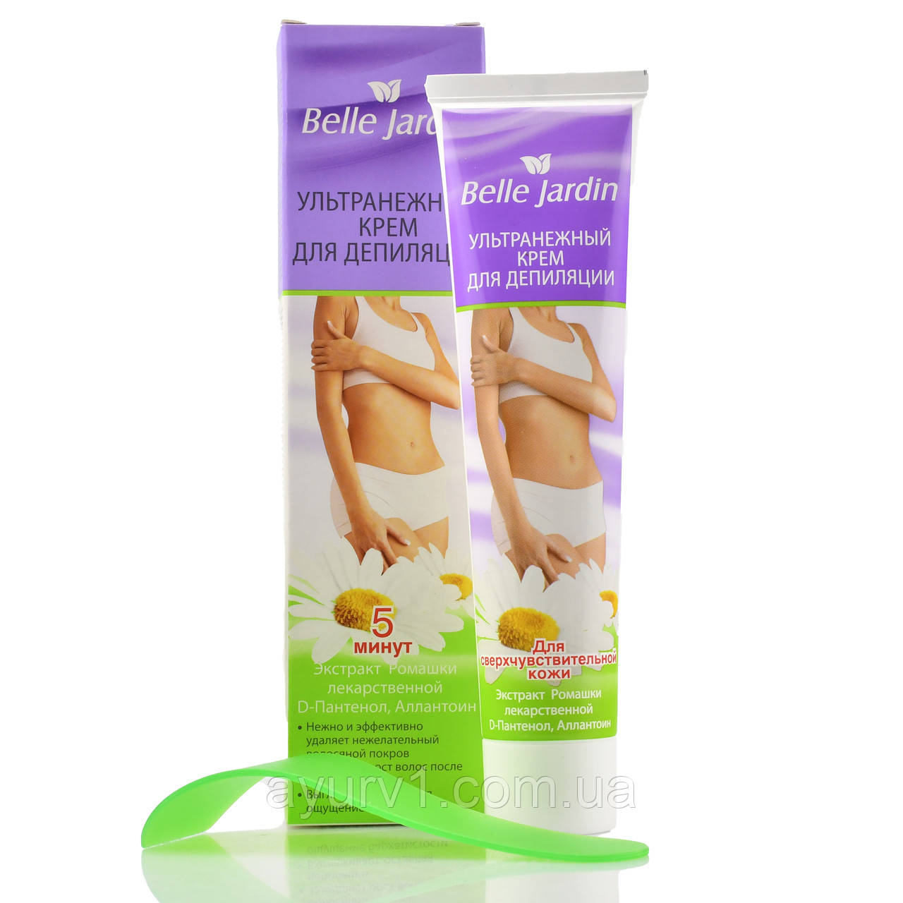 Ультраніжний крем для депіляції з екстрактом ромашки, д-пантенолу та аллатоніну, Depilatory Cream, Belle Jardin, 75 ml