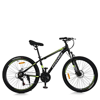Велосипед двоколісний підлітковий PROFI 26" Чорно-салатовий MTB2602-4