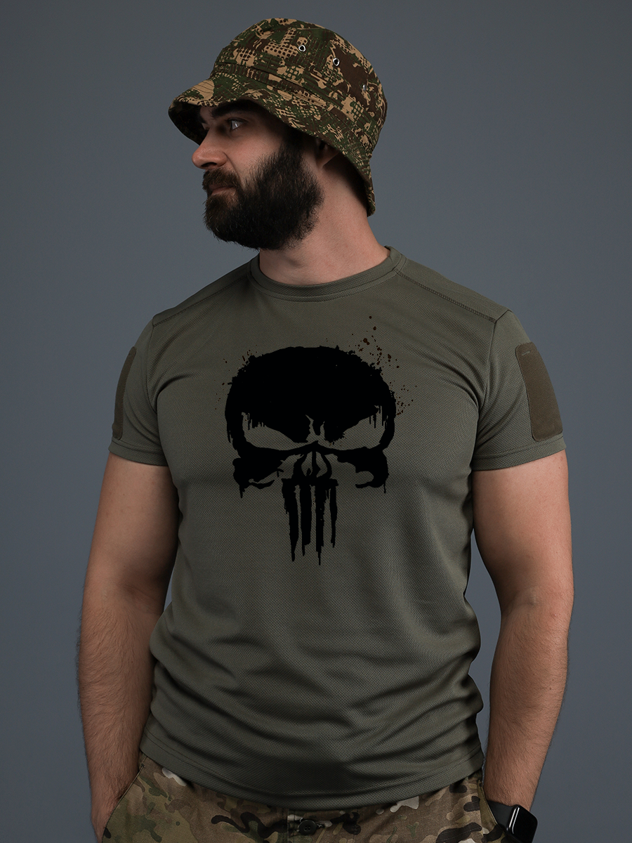 Тактична футболка CoolMax PUNISHER олива, фото 1