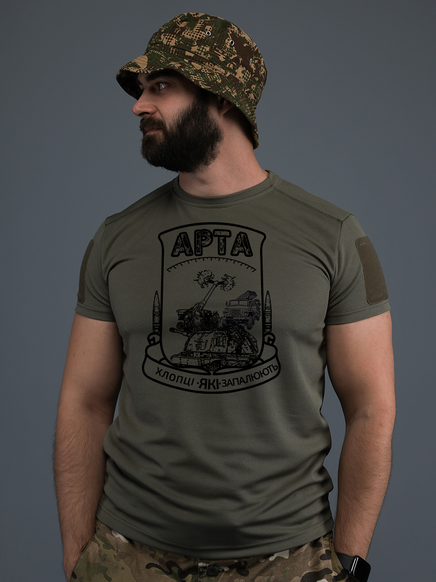 Тактична футболка CoolMax АРТИЛЕРІЯ олива, фото 1