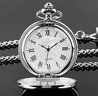 Чоловічий кишеньковий годинник на ланцюжку срібло