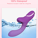 Вібратор із відростком 2в1, Вакуумний вібратор для подвійної стимуляції, Стимулятор точки G і клітора, Інтимні голки, фото 3