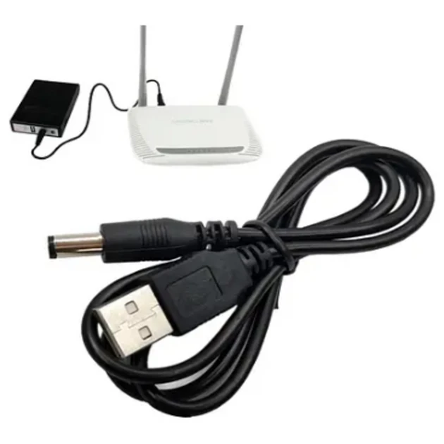 Кабель 12V для живлення роутера від повербанка (Powerbank), підвищуючий перетворювач перехідник USB - DC, фото 1