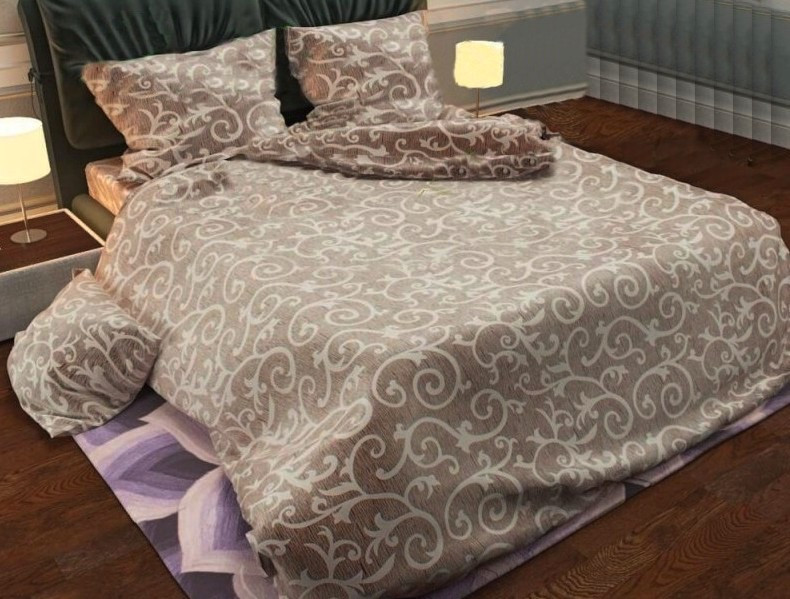 Полуторний комплект постільної білизни стандартний, принт: Вензель штрих, темне