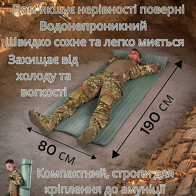 Килимок під спальний мішок польовий матрац суперкомпактний туристичний похідний широкий, як матрац