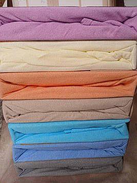 Простирадло на резинці махрова 160/200 см з двома наволочками 50/70 cм однотонна бавовняна Туреччина Sofia Soft