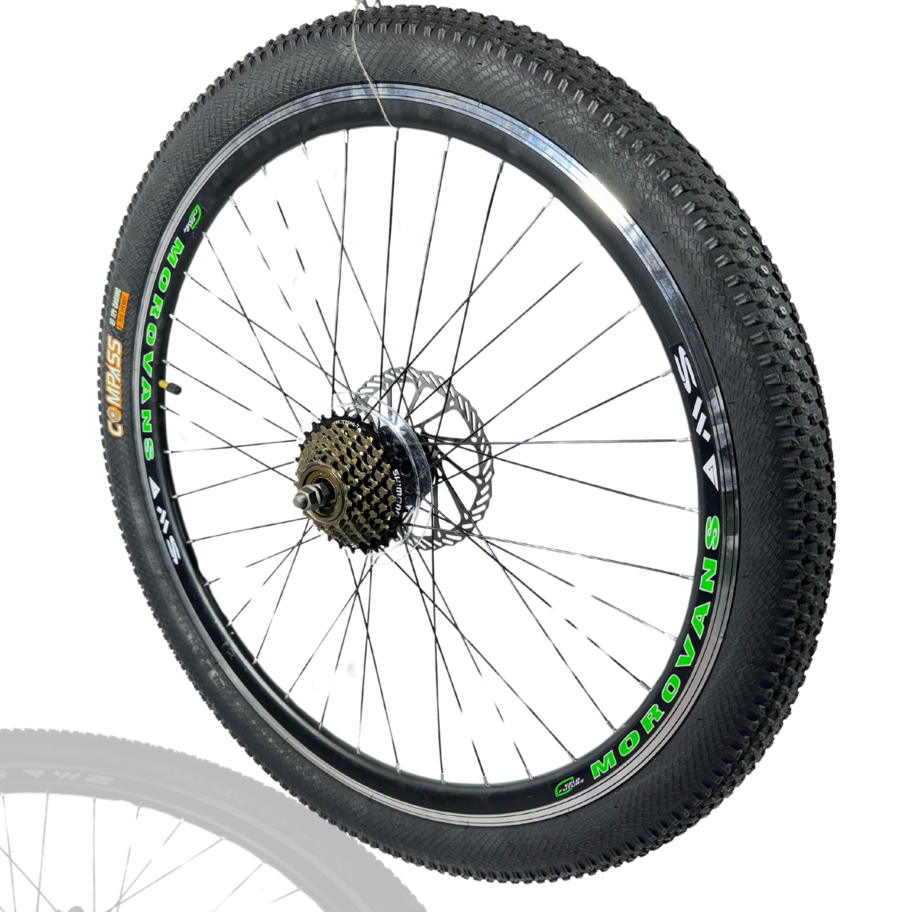 Колесо велосипеда в зборі заднє 24 TITAN СROSS втулка сталь КОМПЛЕКТ тріщатка-SHIMANO MF-TZ500-7 з Ротором +під vbrake