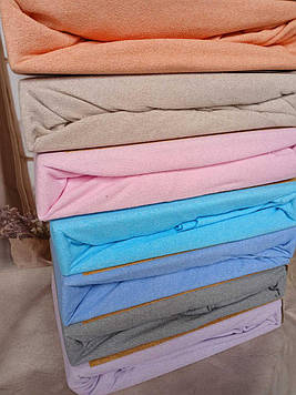 Простирадло на резинці махрова 180/200 см з двома наволочками 50/70 cм однотонна бавовняна Туреччина Sofia Soft