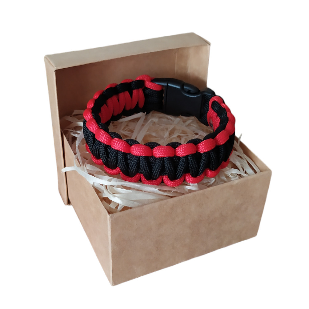 Браслет із паракорду "Патріотична кобра" червоно- чорний