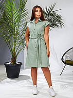 Плаття літнє із льона під пояс, арт. 357, шафлія