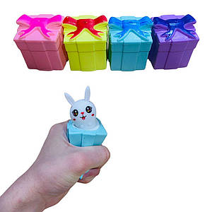 Антистрес Зайчик у коробці з бантиком, 4 кольори