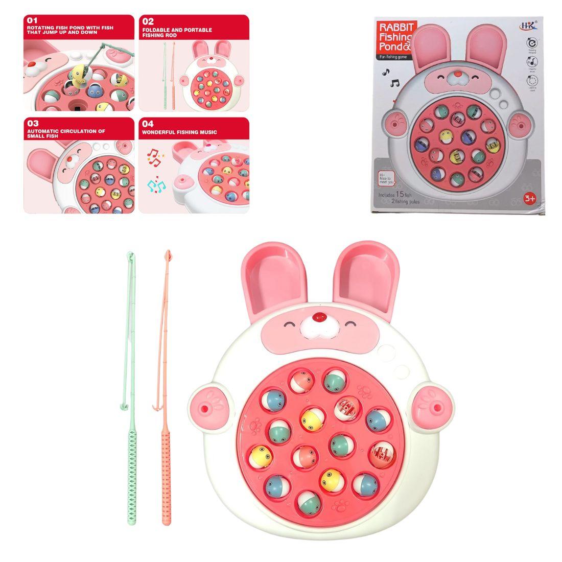 105 з Риболовлею магнітна Зайчик, 2 вудки, рибки, на батарейках, фото 1