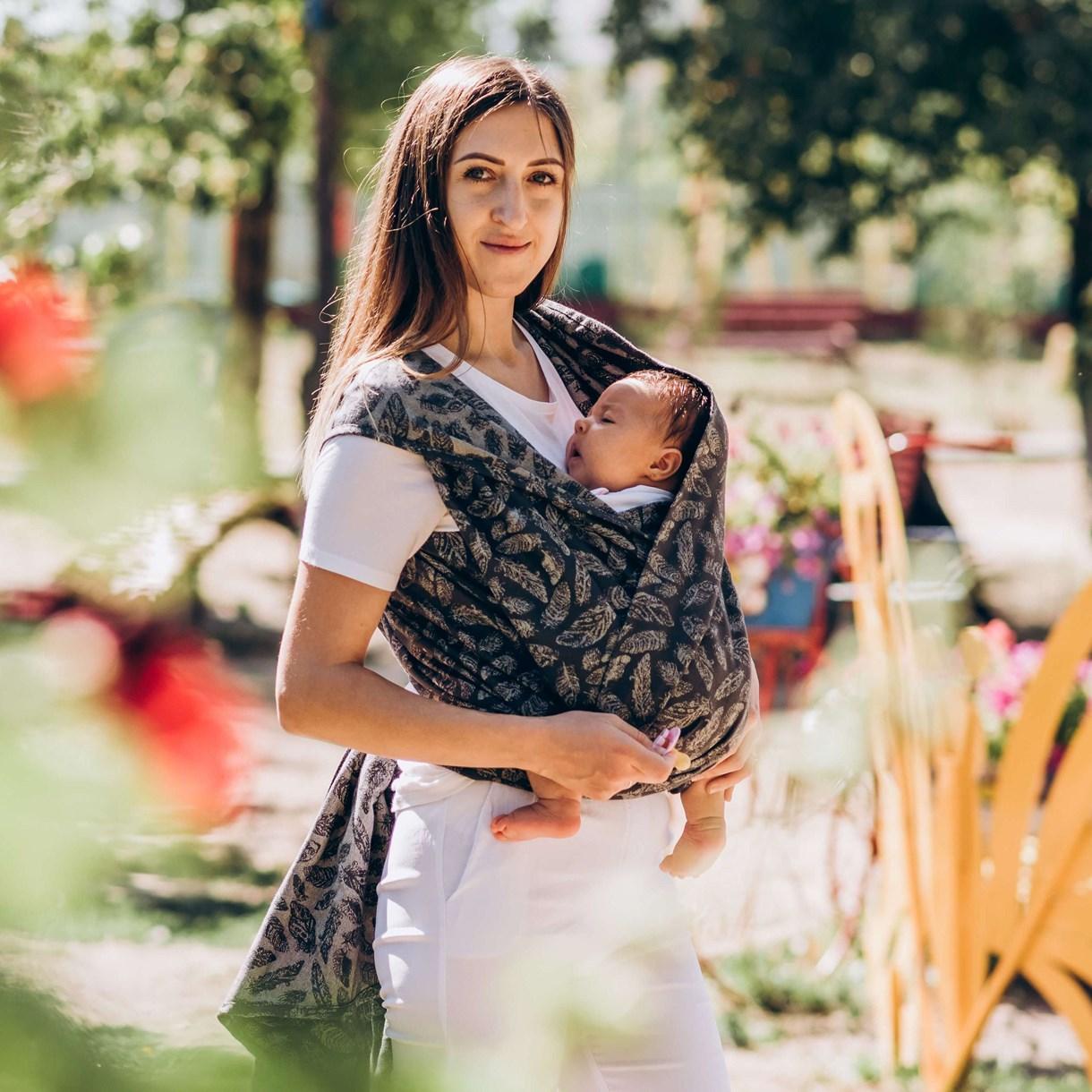 Слінг - шарф для дітей від народження жакардовий Розмір 3 (3,2 метри) сірий Feathers, фото 1