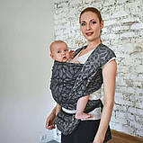 Слінг - шарф для дітей від народження жакардовий Розмір 3 (3,2 метри) сірий Feathers, фото 3