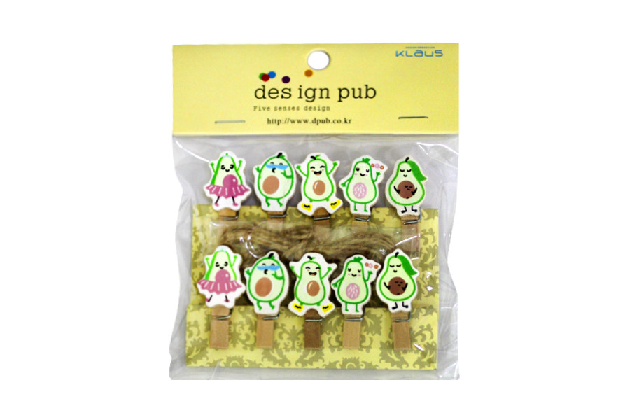 Прищіпки 10 шт з мотузкою 3см Авокадо ООПТ